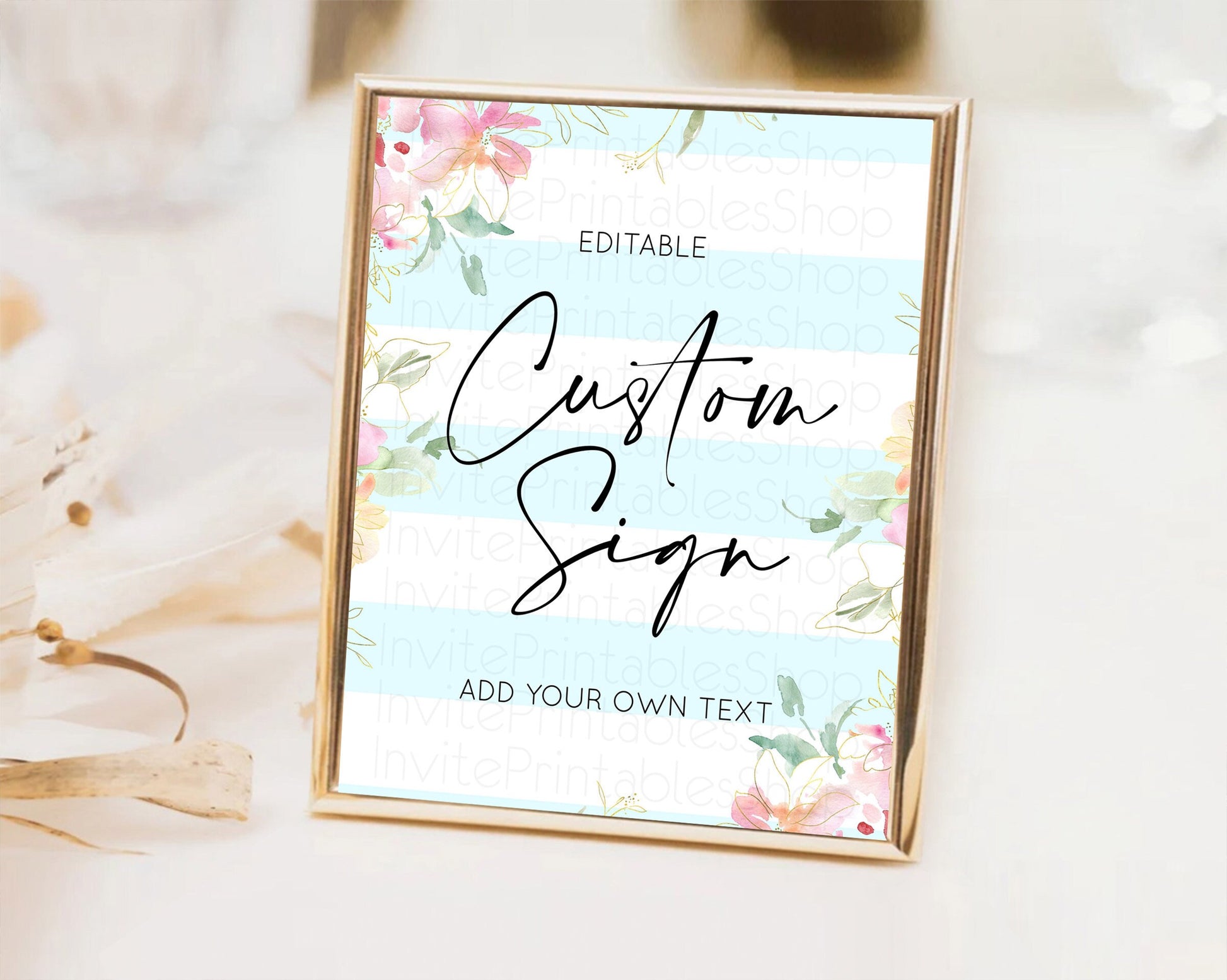 Editable Wildflower Floral Table Sign Decor Secret Garden Sign Template Past