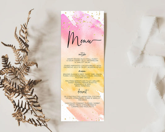 Editable Pastel Menu Pastel Rainbow Menu Template Colorful Pastel Table Deco
