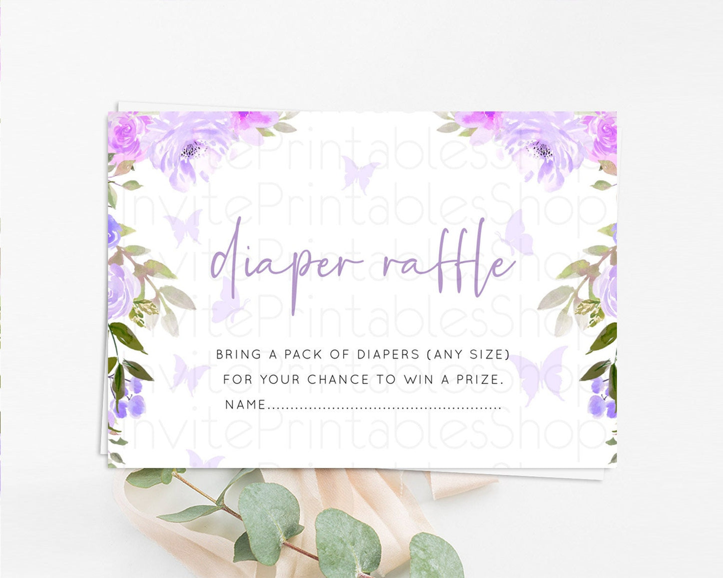 Secret Garden Diaper Raffle Card Boho Wildflower Diaper Raffle Insert Pastel Flower Garden Baby Shower Card Flower Raffle Game D10719