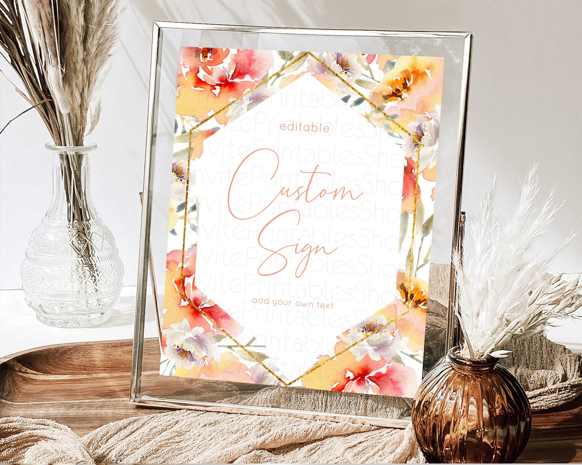 Editable Wildflower Floral Table Sign Decor Secret Garden Sign Template Past