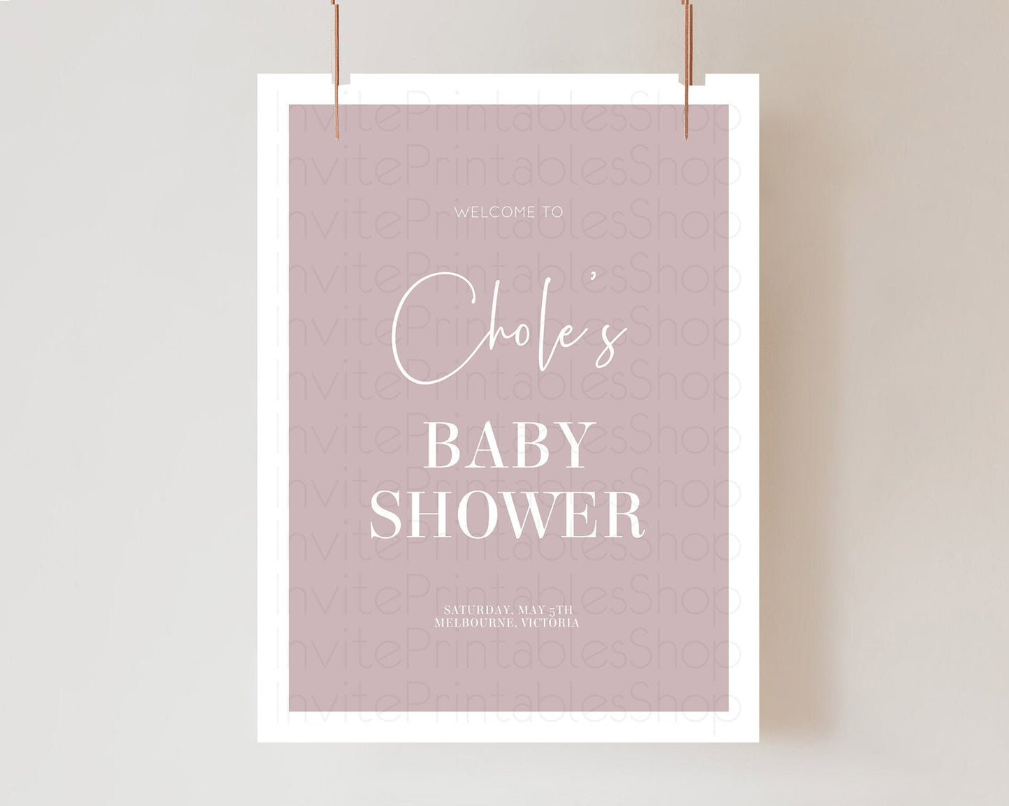 Pink Baby Shower Welcome Sign Plain Pink Welcome Board Minimalist Pastel Pink Welcome Poster Modern Pink Minimal Welcome Sign D10936