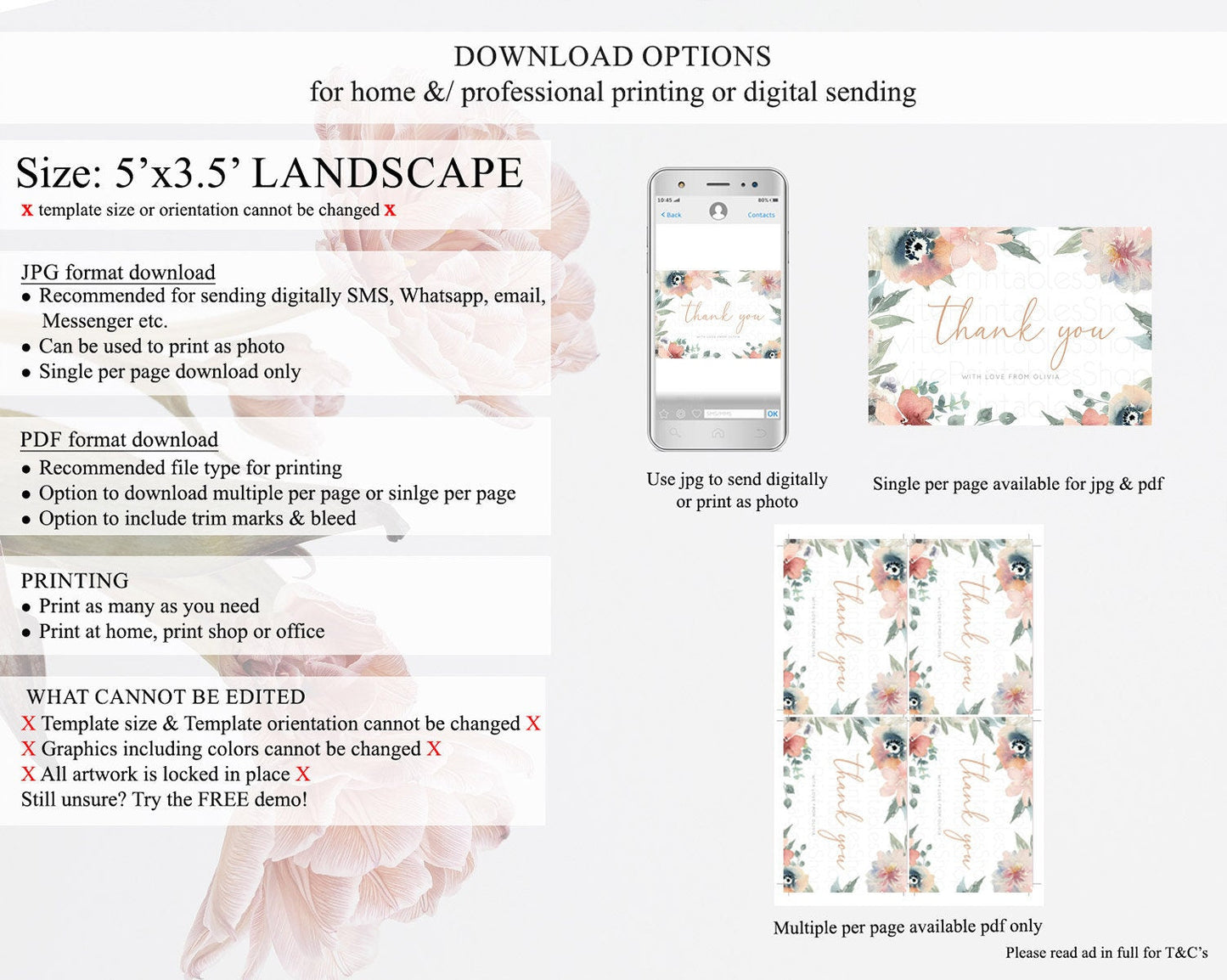 Secret Garden Thank You Wildflower Thank You Card Pastel Flower Garden Birthday Thank You Card Boho Floral Teacher Thank You Card D10787