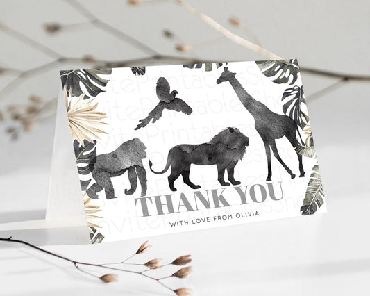 Editable Safari Thank You Safari Thank You Cards Lion Gorilla Elephant Rhino