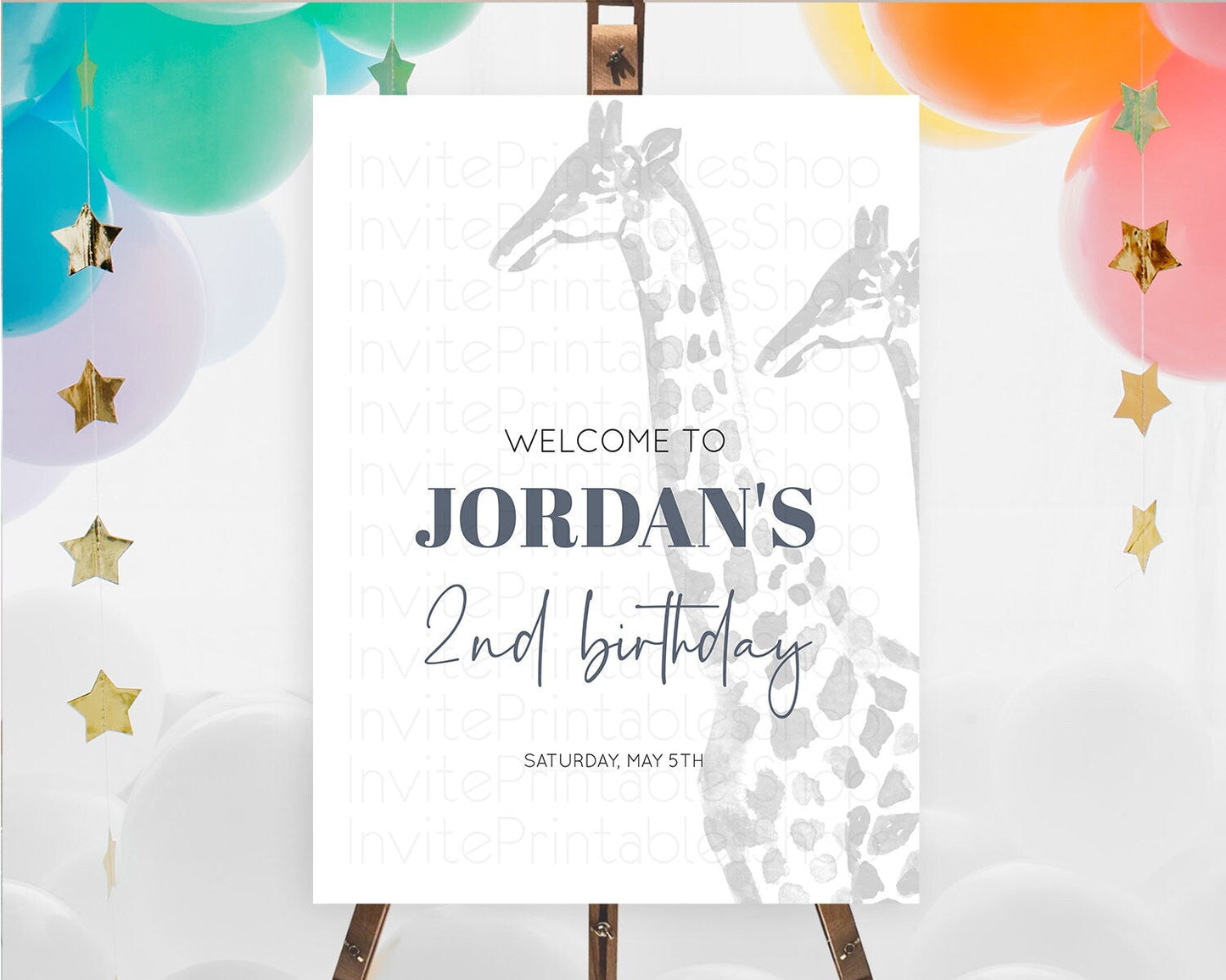 Giraffe Welcome Sign Giraffe Welcome Board Giraffe Party Welcome Poster Safari Adventure Decor Giraffe First Birthday Welcome Sign D10306