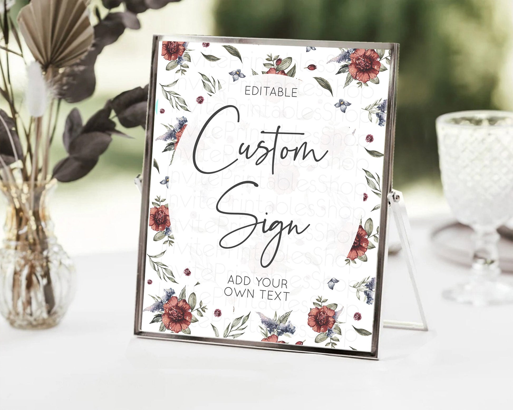 Editable Wildflower Floral Table Sign Decor Secret Garden Sign Template Past