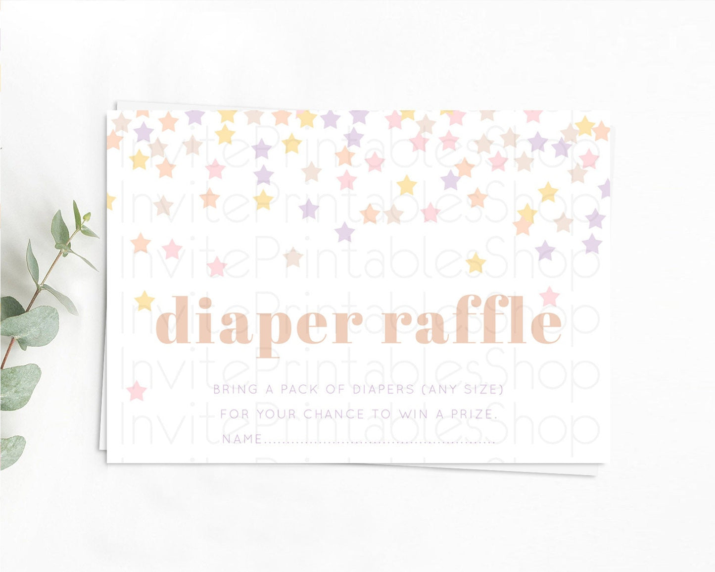 Pastel Star Diaper Raffle Card Shooting Star Diaper Raffle Insert Twinkle Little Star Diaper Ticket Rainbow Confetti Raffle Game D10810