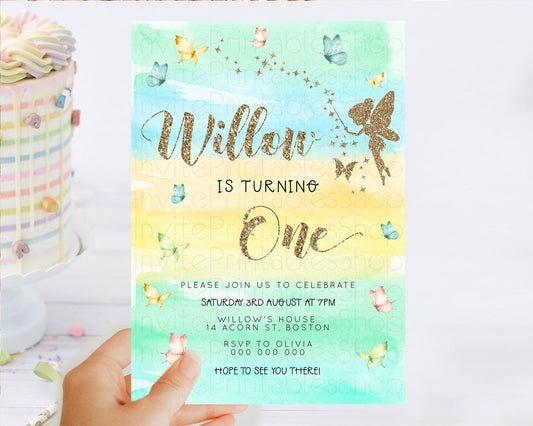 Editable Pastel Fairy Birthday Invitation Pastel Butterflies Fairy Birthday