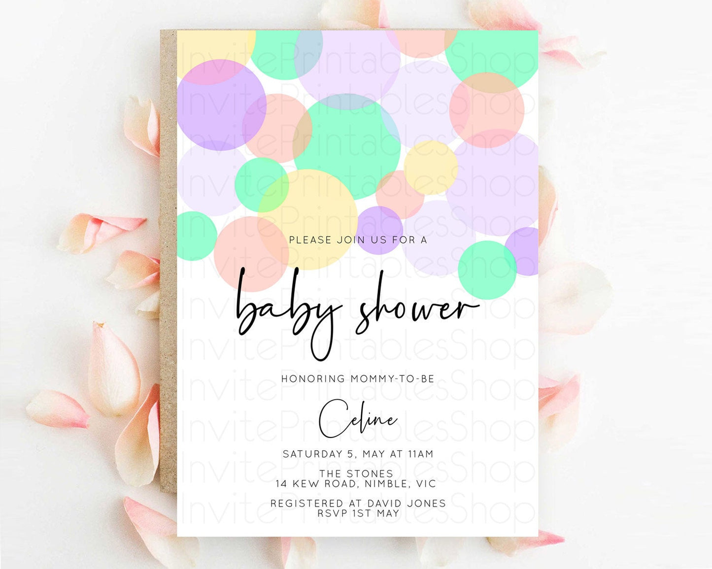 Editable Pastel Rainbow Baby Shower Invitation Pastel Confetti Invitation Sp