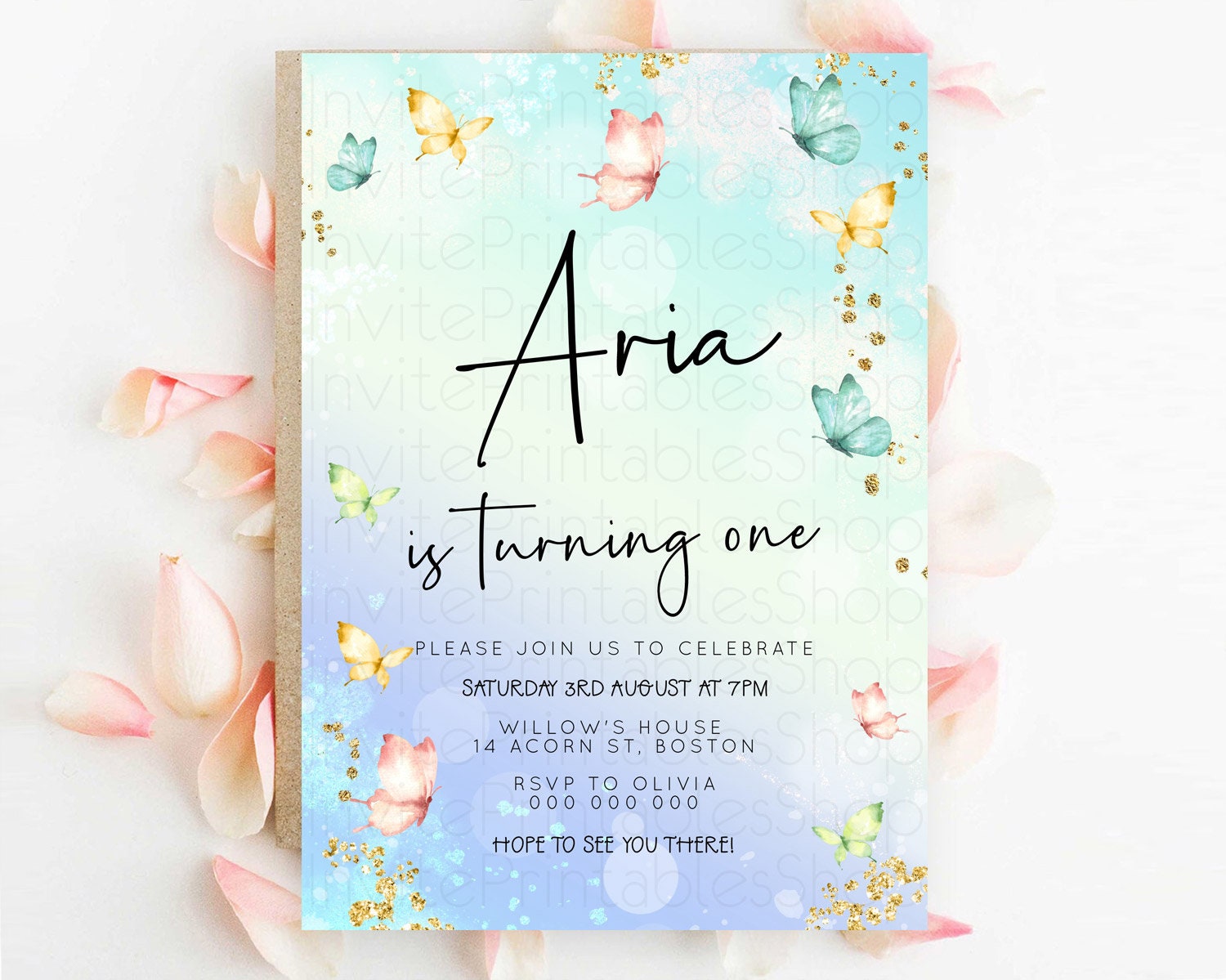 Editable Pastel Butterfly Birthday Invitation Butterfly Birthday Invitation