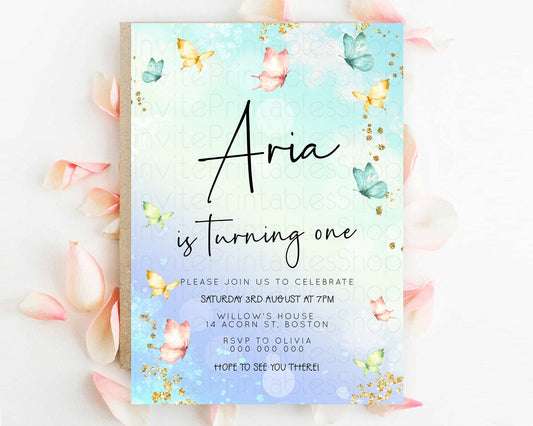 Editable Pastel Butterfly Birthday Invitation Butterfly Birthday Invitation