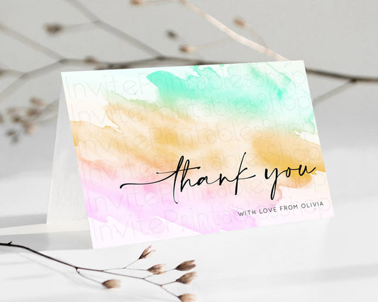 Editable Pastel Thank You Rainbow Thank You Card Colorful Pastel Birthday Th