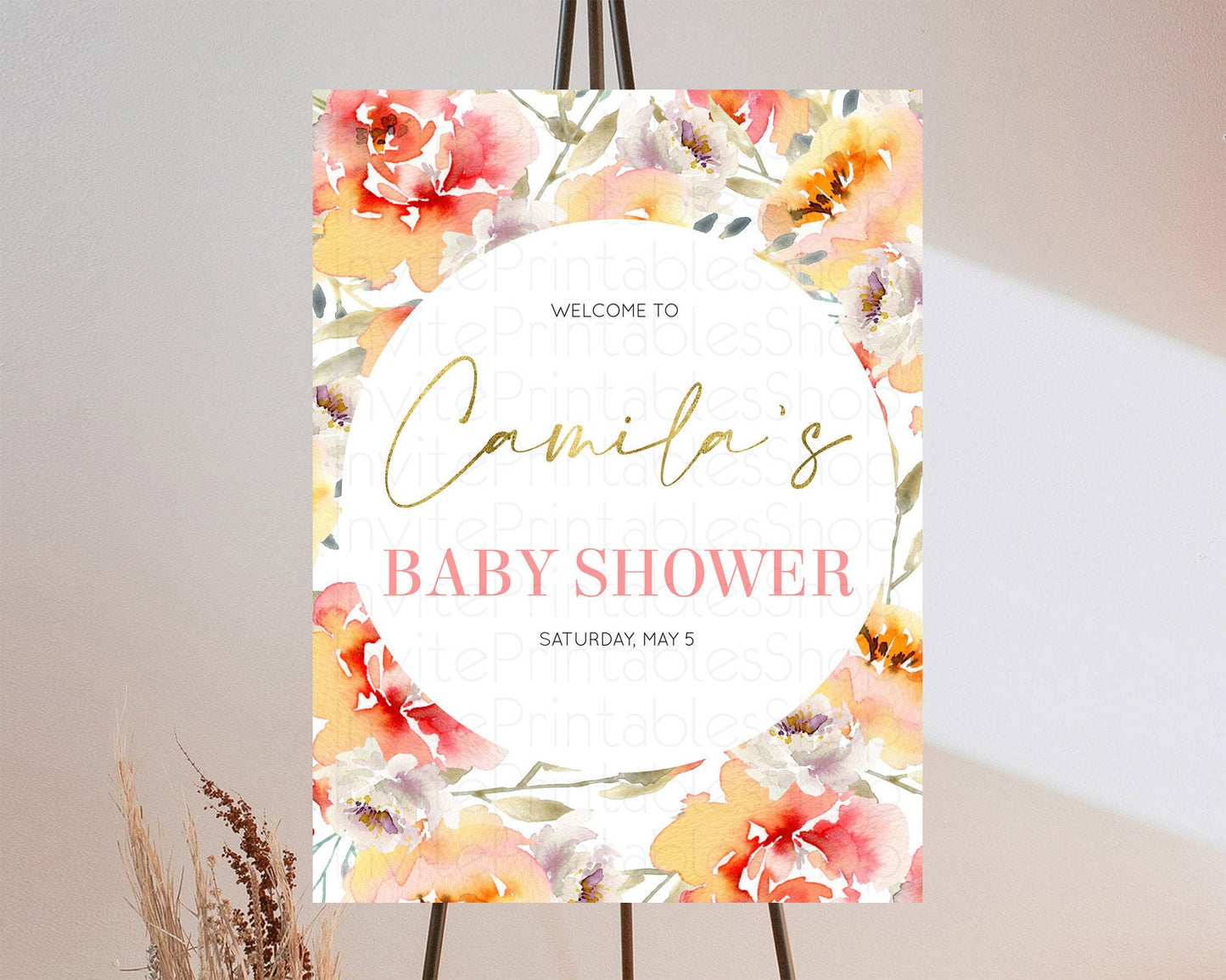 Secret Garden Baby Shower Welcome Sign Wildflower Welcome Board Pastel Flower Garden Welcome Poster Boho Wildflower Welcome Sign D10280