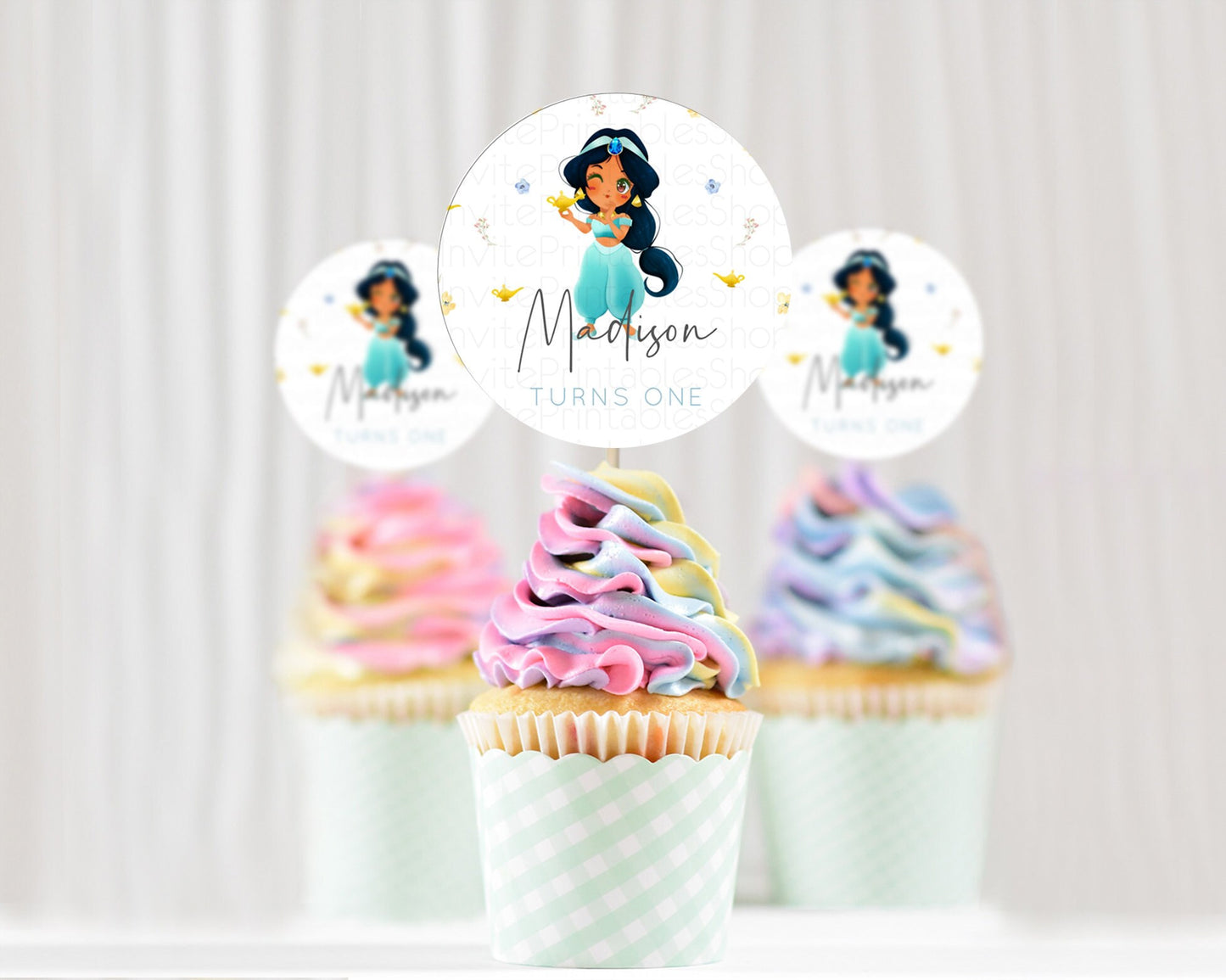 Princess Cupcake Toppers Castle Cupcake Toppers Royal Princess Décor Fairy Tale Enchanted Castle Pastel Floral Garden Table Number  D10887