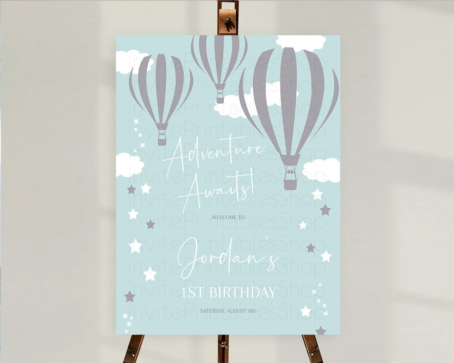 Hot Air Balloon First Birthday Welcome Board Hot Air Balloon Welcome Board Adventure Awaits Watercolor First Birthday Welcome Sign D10324