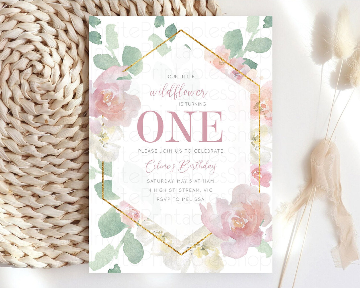 Secret Garden Invitation Wildflower Birthday Invitation Pastel Flowers Invite Enchanted Garden Boho Floral 3rd 2nd First Birthday D11032