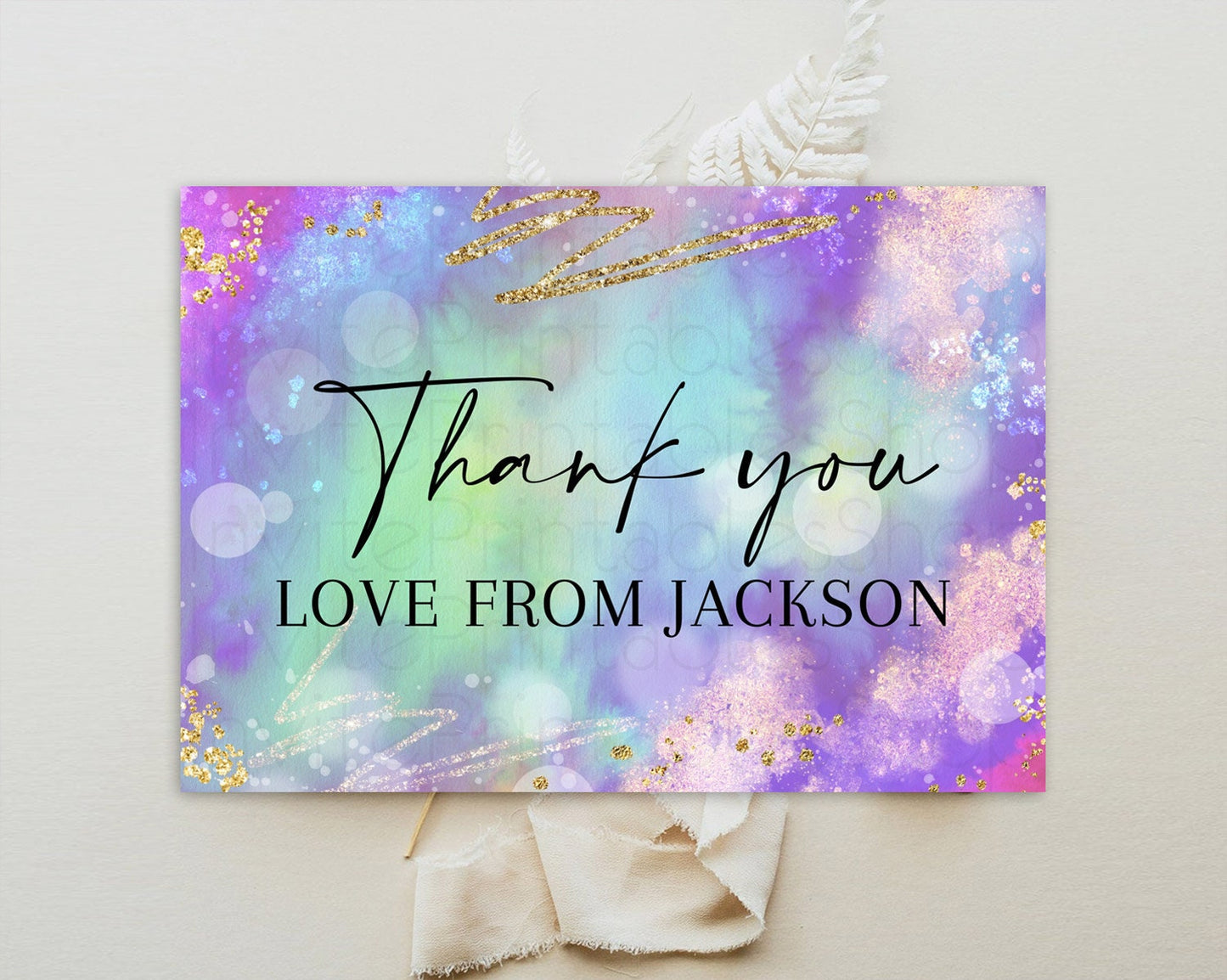 Tie Dye Thank You Rainbow Tie Dye Thank You Card Pastel Birthday Thank You Colorful Pastel Cards Rainbow Teacher Thank You Card D10680