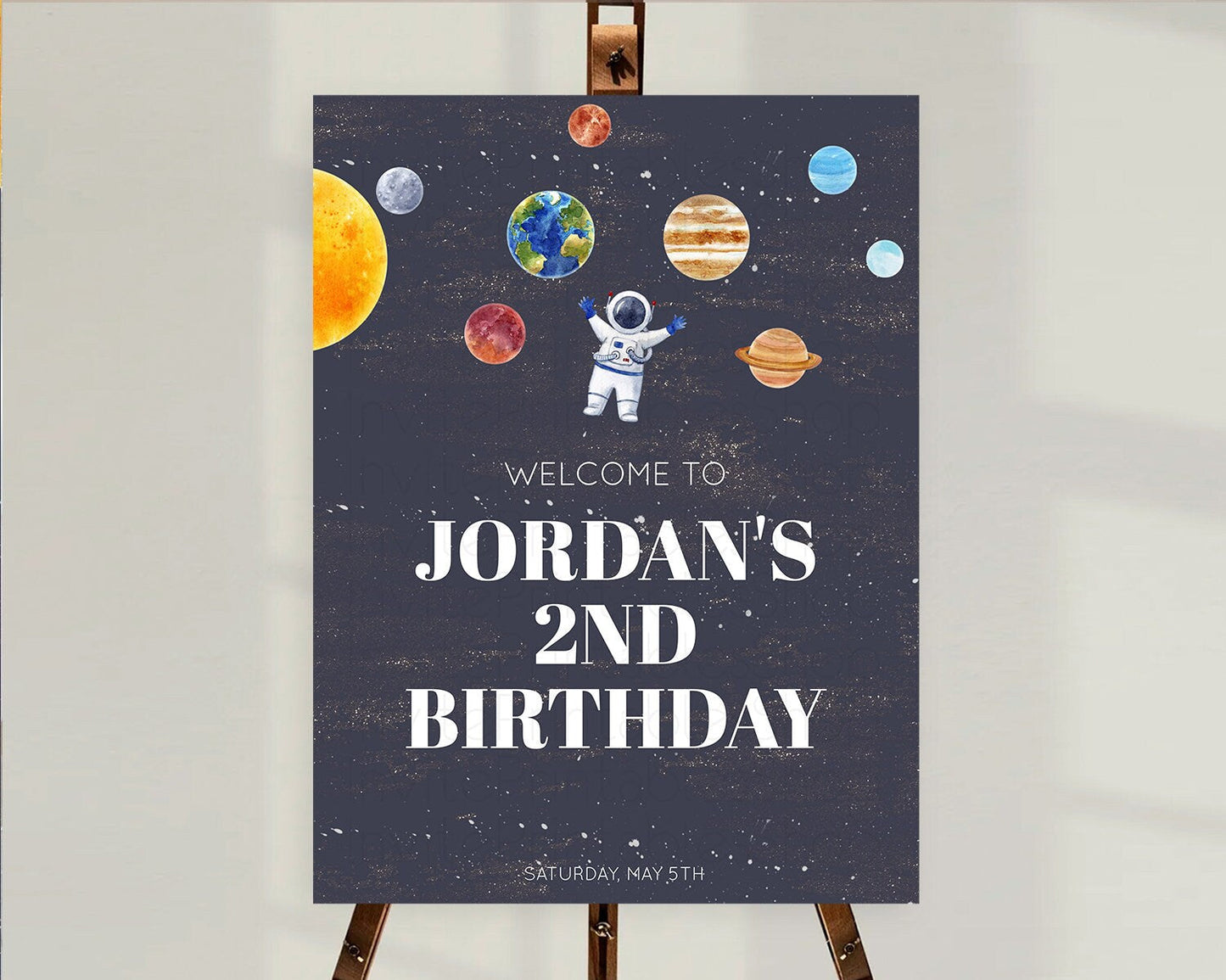 Space Birthday Welcome Sign Space Welcome Board First Trip Around the Sun Welcome Poster Planets Solar System ONE year Birthday Sign D10144