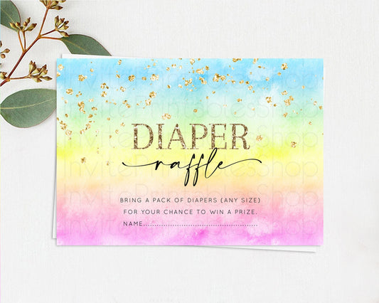 Editable Pastel Diaper Raffle Card Pastel Rainbow Diaper Raffle Insert Color