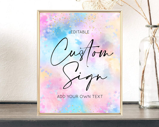 Pastel Rainbow Sign Cards Gifts Sign Table Signs Diaper Sign Book Sign Food Sign Custom Sign Glitter Wedding Birthday Baby Shower 8x10 589v4