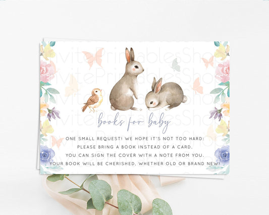 Editable Bunny Books For Baby Card Floral Bunny Book Insert Pastel Flowers W