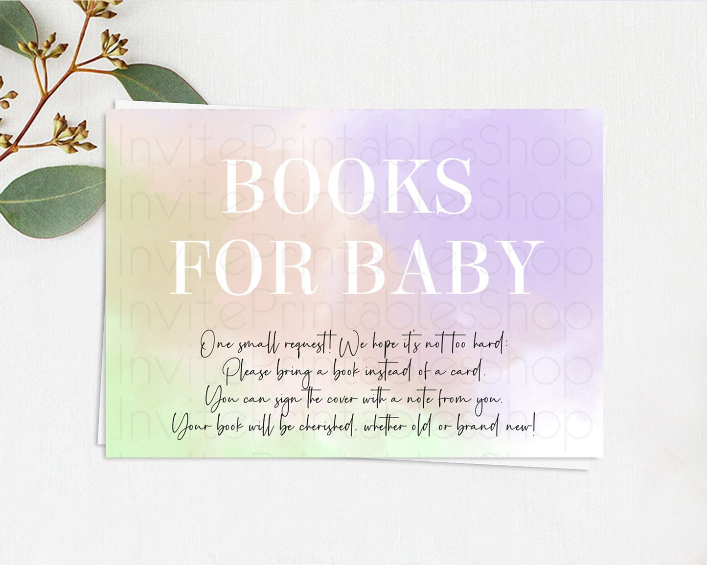 Pastel Books For Baby Card Pastel Rainbow Book Insert Colorful Ombre Watercolor Book Card Confetti Glitter Baby Book Poem Request D10371