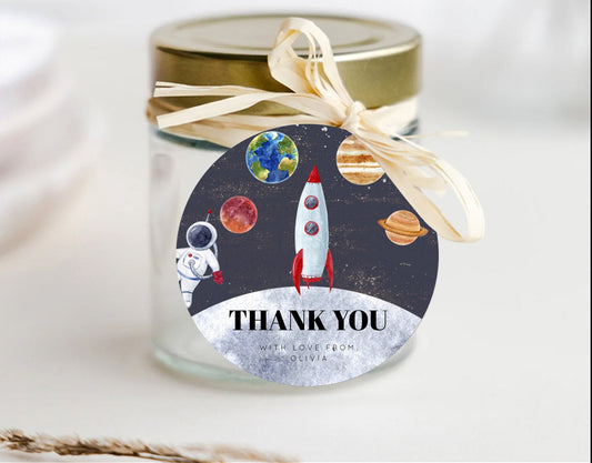 Space Thank You Tags Space Thank You Gift Tags First Trip Around the Sun Favor Tags Planets Solar System ONE year First Birthday Tag D10430