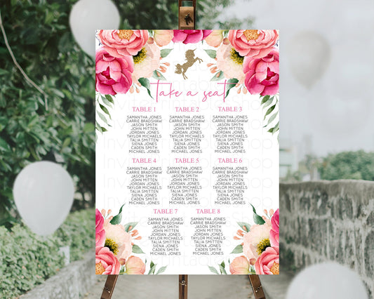 Editable Unicorn Garden Seating Chart Pastel Floral Unicorn Seating Chart Ma