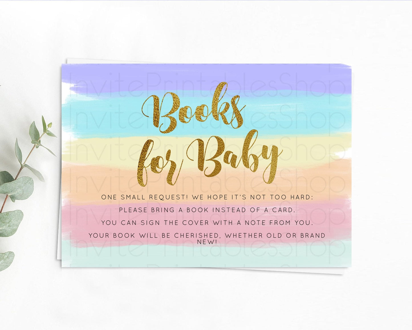 Pastel Books For Baby Card Pastel Rainbow Book Insert Colorful Ombre Watercolor Book Card Confetti Glitter Baby Book Poem Request D10510