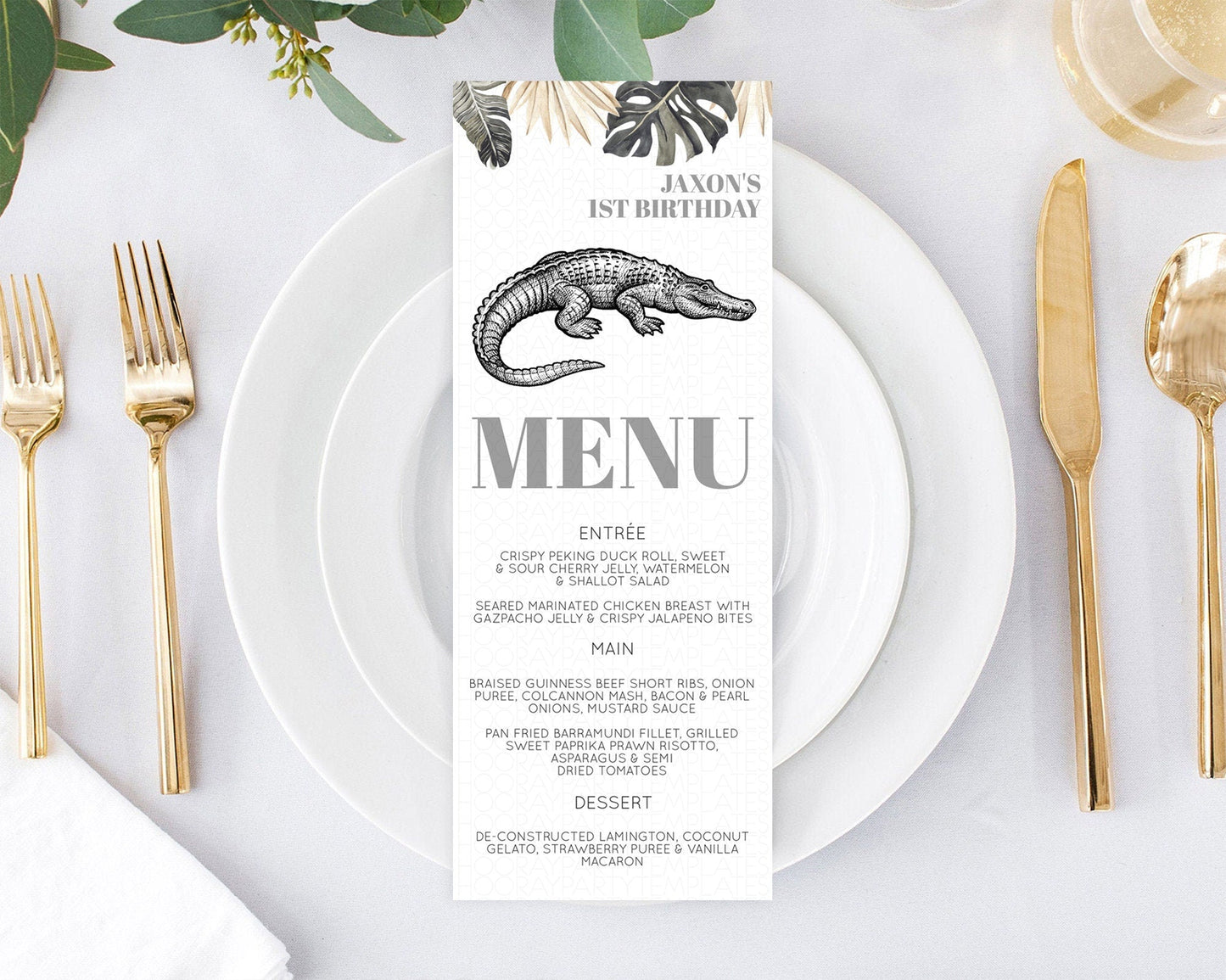 Crocodile Menu Alligator Menu Template Croc Gator Table Decor Croc Gator Dinner Dessert Menu Croc Gator Birthday Party Food Menu D10830