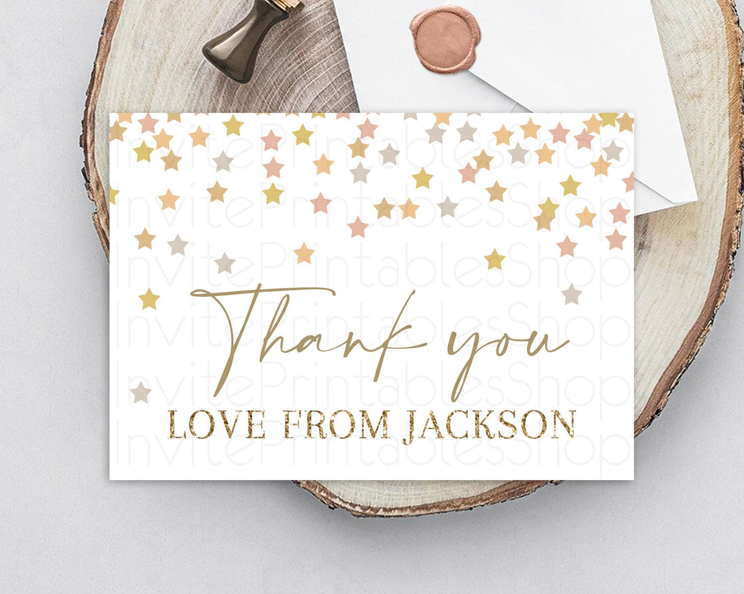 Star Thank You Card Pastel Stars Thank You Shooting Star Rainbow Colorful Confetti Twinkle Little Star Birthday Teacher Thank You D10342