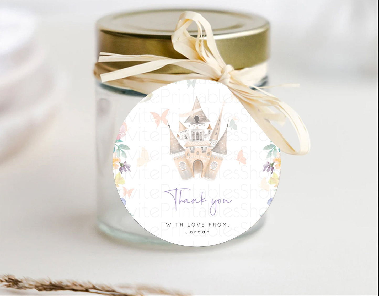 Princess Thank You Tags Castle Thank You Gift Tags Secret Garden Favor Tags Enchanted Castle Pastel Floral First Birthday Thank You D10709
