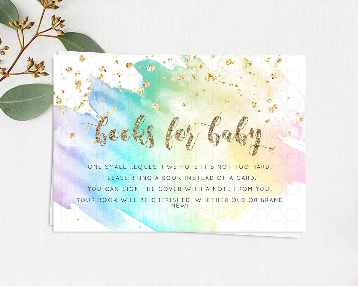 Pastel Books For Baby Card Pastel Rainbow Book Insert Colorful Ombre Watercolor Book Card Confetti Glitter Baby Book Poem Request D10259