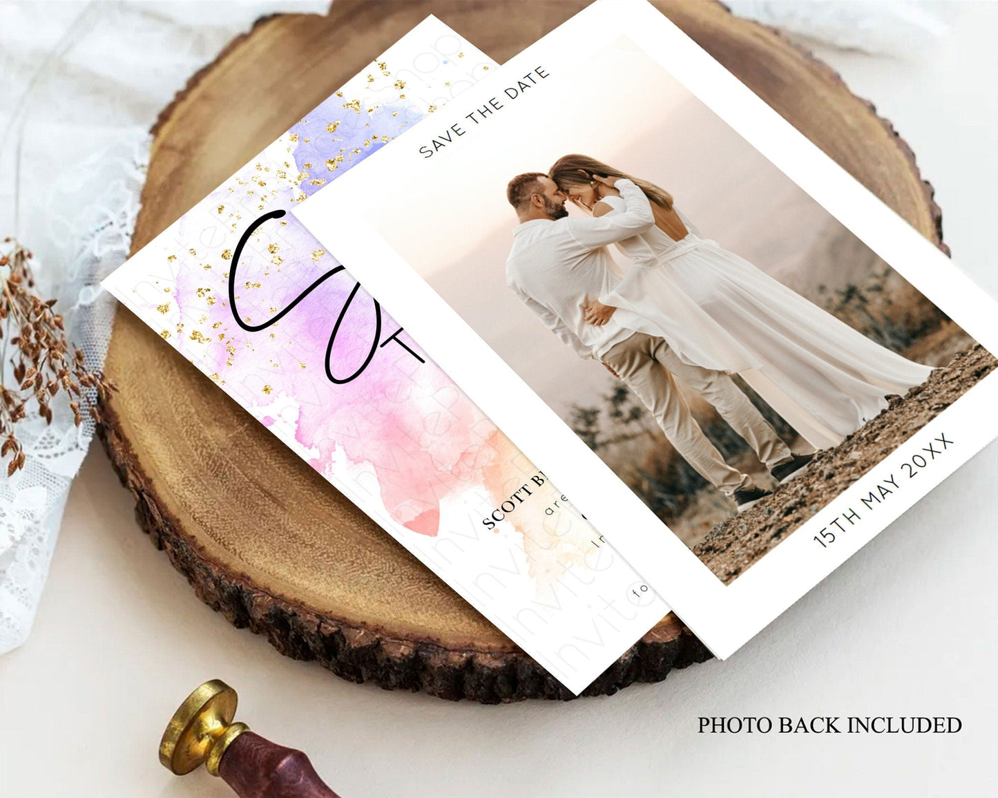 Pastel Save The Date Template Pastel Ombre Rainbow Watercolor Colorful Party For Birthday Baptism Baby Shower Wedding Bridal Shower D10316