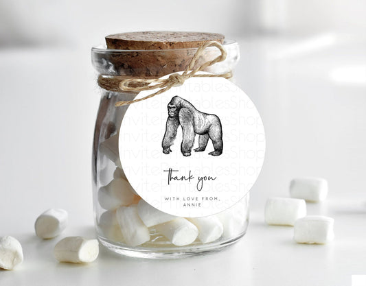 Gorilla Thank You Tags Gorilla Thank You Gift Tags Gorilla Party Favor Tags Safari Adventure Decor Gorilla First Birthday Thank You D10855