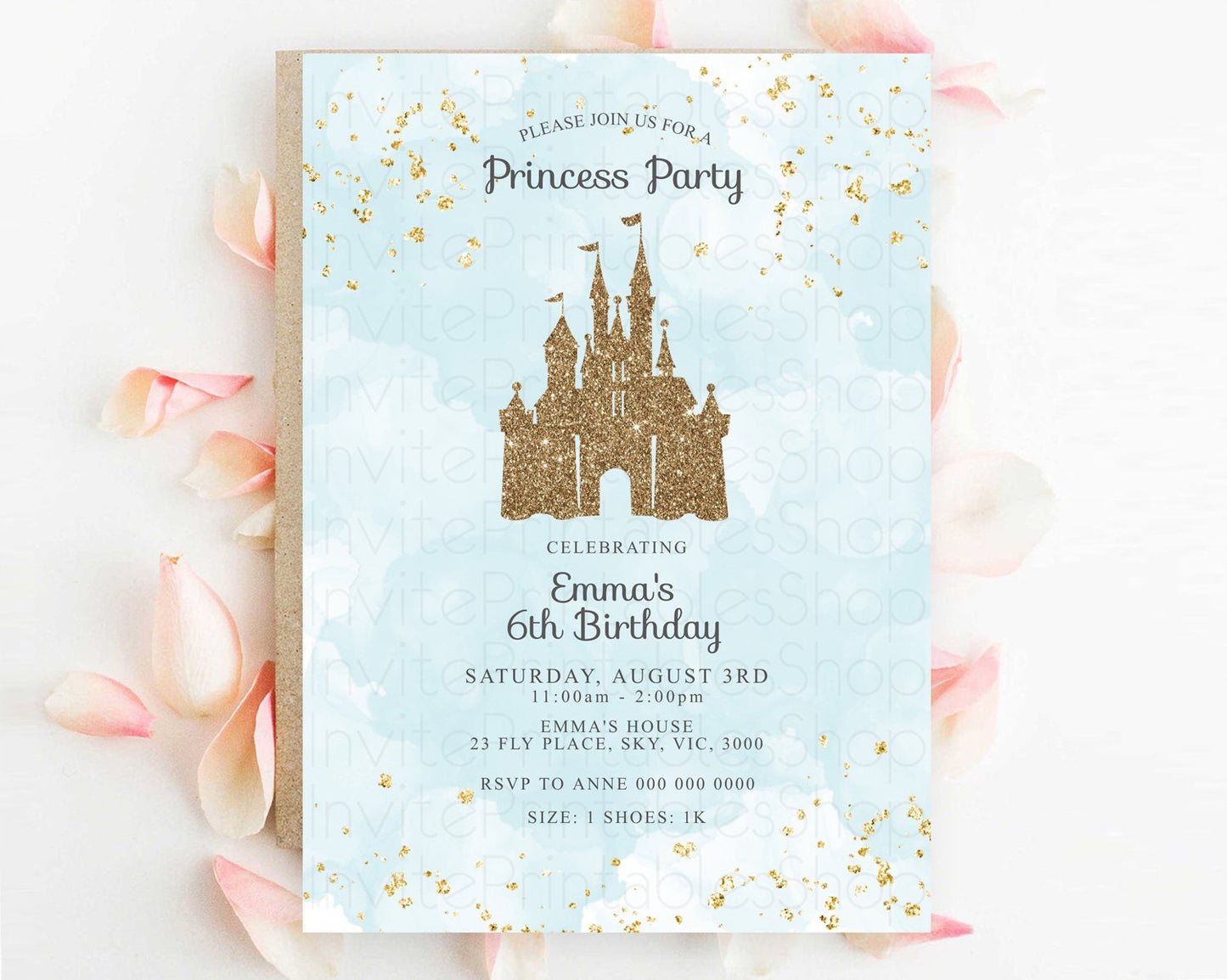 Princess Birthday Invitation Princess Invitation Pastel Invitation Royal Birthday Rainbow Color Enchanted Castle 1st First Birthday D10702