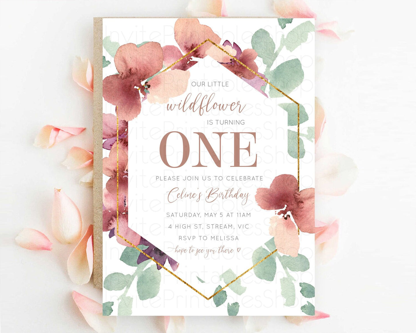 Secret Garden Invitation Wildflower Birthday Invitation Pastel Flowers Invite Enchanted Garden Boho Floral 3rd 2nd First Birthday D10964