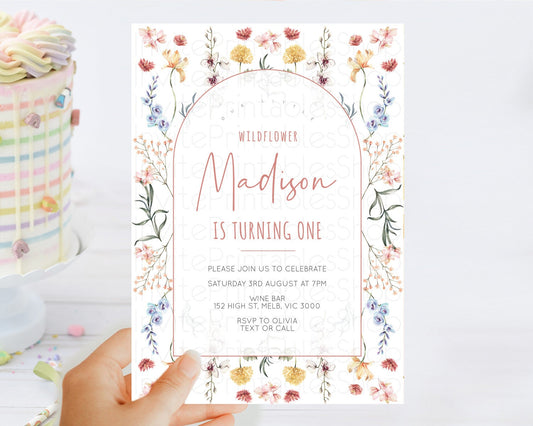 Secret Garden Invitation Wildflower Birthday Invitation Pastel Flowers Invite Enchanted Garden Boho Floral 3rd 2nd First Birthday D10682