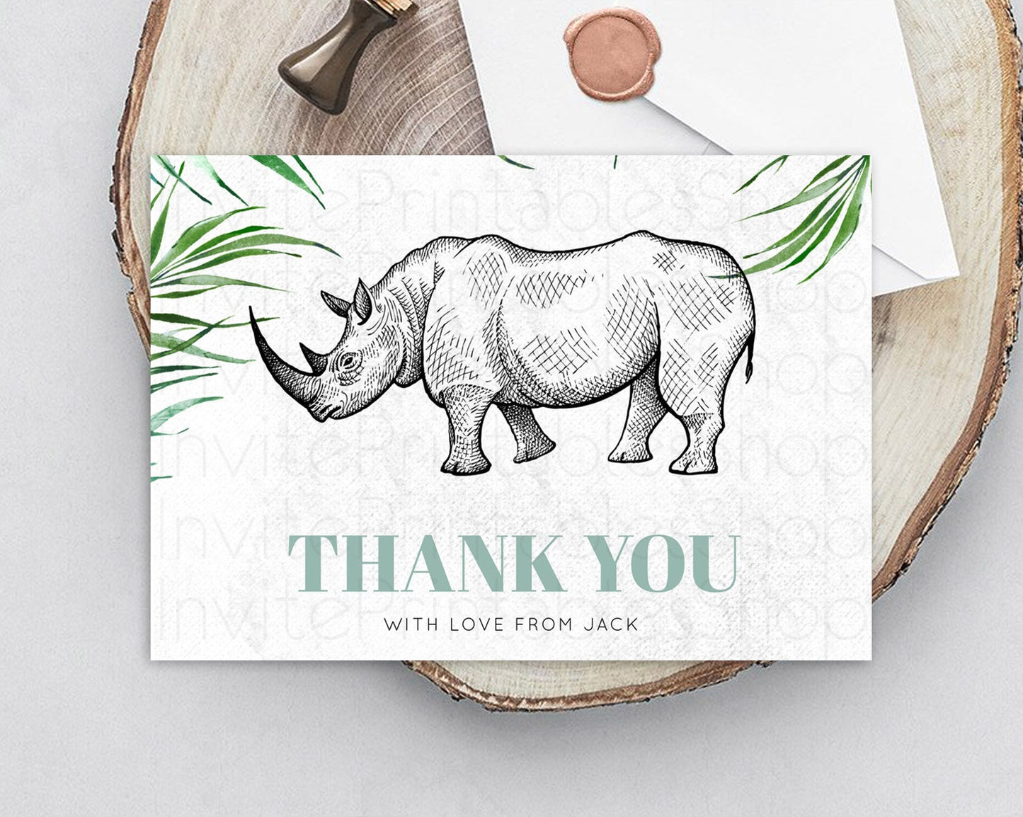 Rhino Thank You Rhino Thank You Card Rhino Birthday Thank You Card Rhino Card Template First Birthday Rhino Teacher Thank You Cards D10848