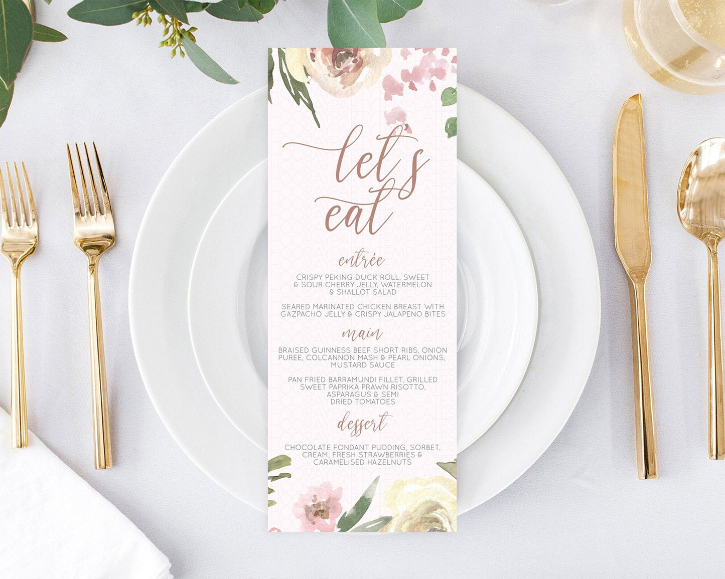 Secret Garden Menu Wildflower Menu Template Pastel Flower Garden Table Decor Boho Floral Dinner Dessert Floral Party Food Menu D10192