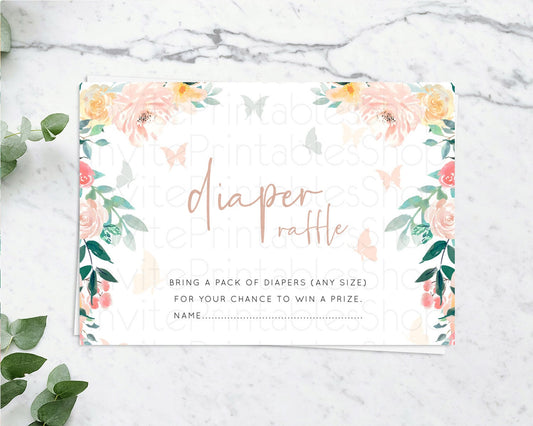 Editable Secret Garden Diaper Raffle Card Boho Wildflower Diaper Raffle Inse