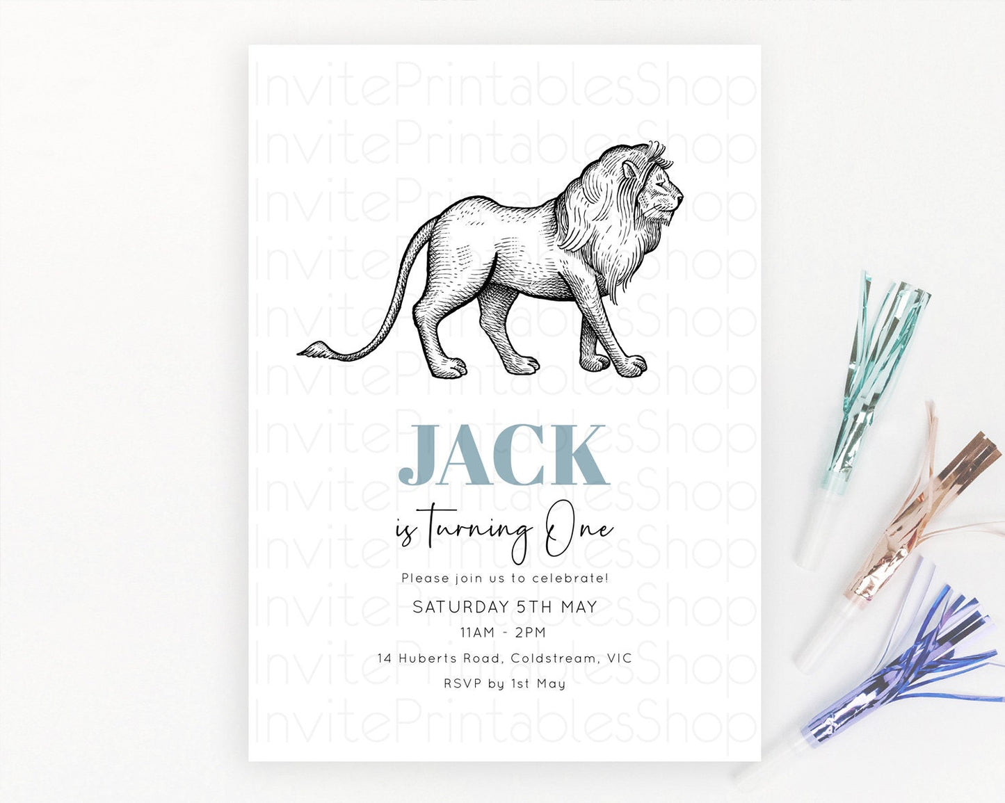 Lion Birthday Invitation Lion Invitation Modern Safari Lion Party 2 Wild 1 Safari Adventure Zoo Birthday Minimalist Lion Invites D10246