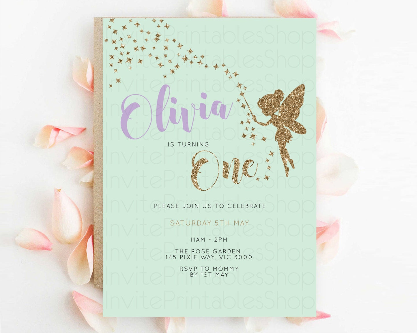 Fairy Birthday Invitation Fairy Invites Fairy Tea Party Fairy Garden Birthday Secret Garden Enchanted Garden Pastel Floral Butterfly D10908