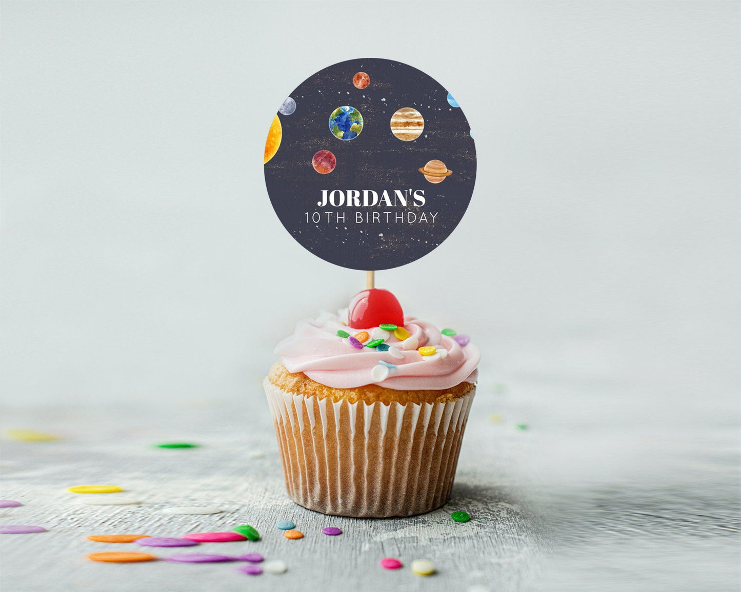 Space Cupcake Toppers Space Decor First Trip Around the Sun Decor Decor Sky Stars Planets Milkyway Solar System Cupcake Topper D10144