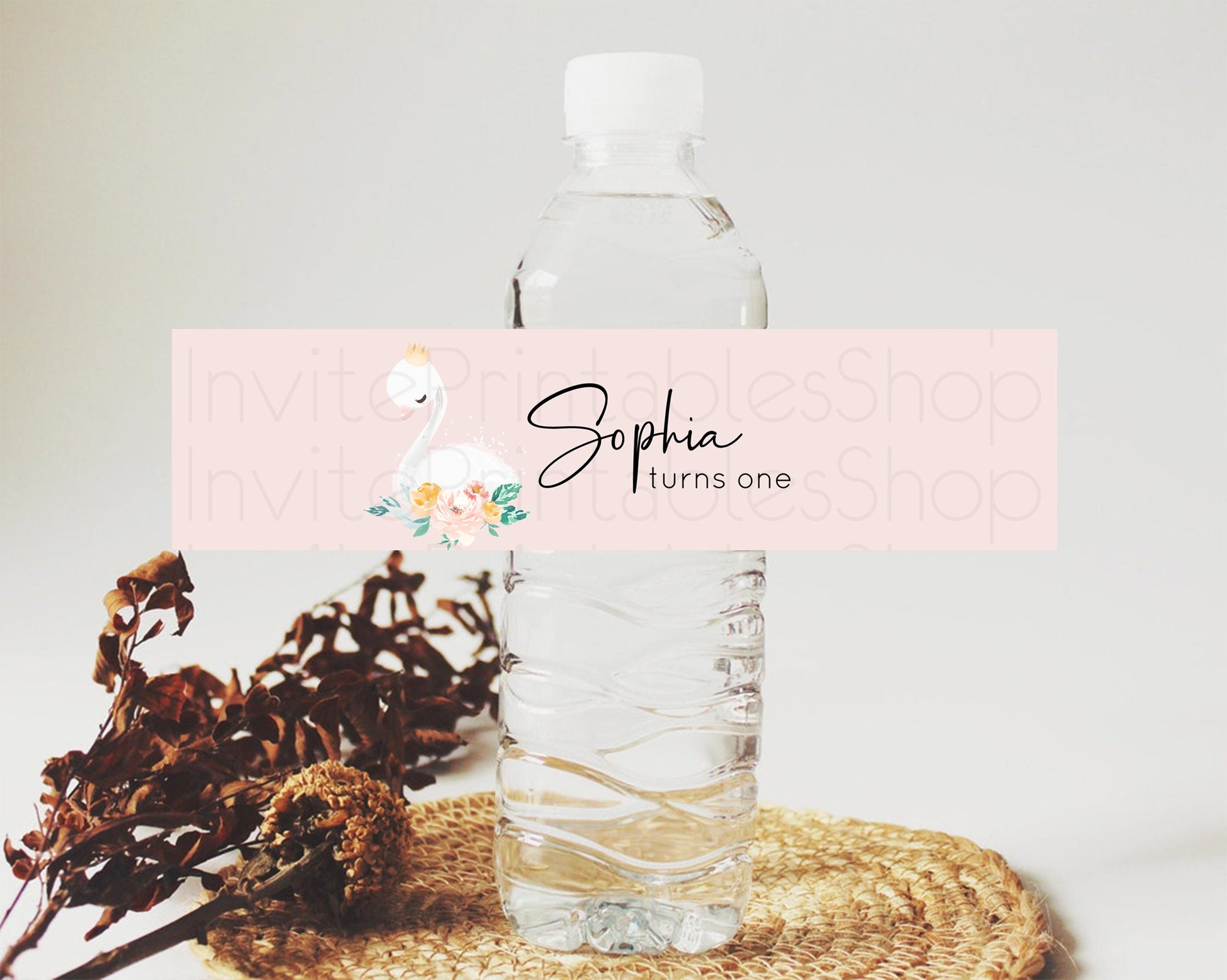 Editable Swan Water Label Template Swan Princess Ballet Party Decor Enchante