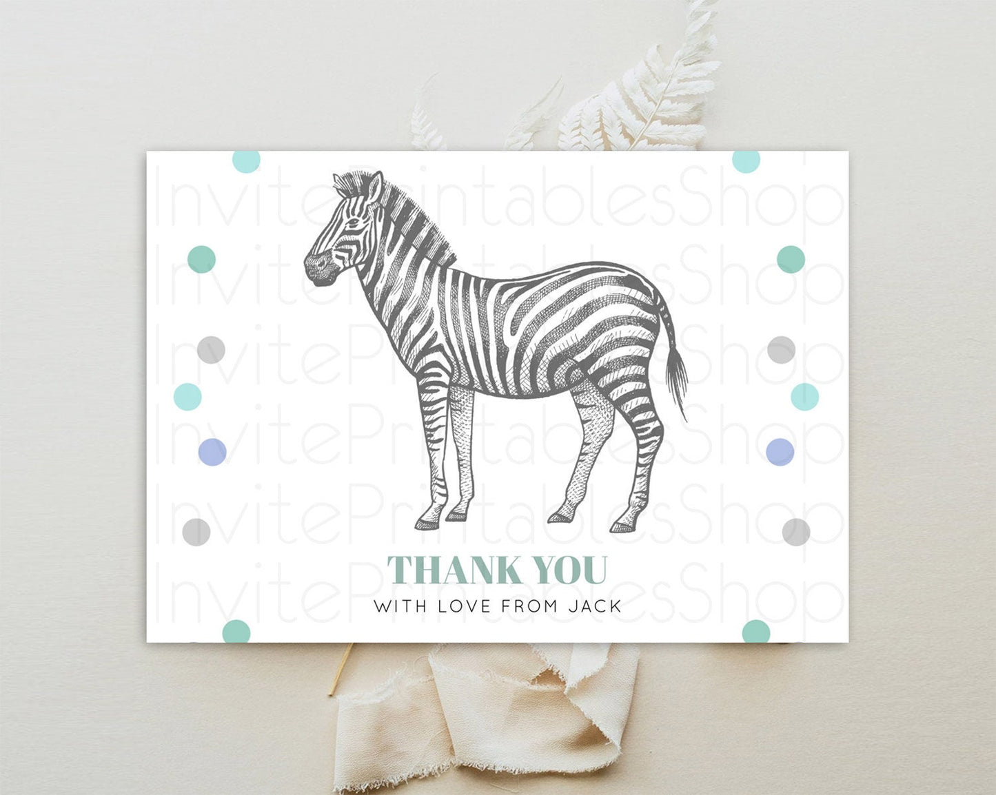 Zebra Thank You Zebra Thank You Card Zebra Birthday Thank You Cards Safari Dried Palm Fern Zebra Teacher Thank You Card Template D10856