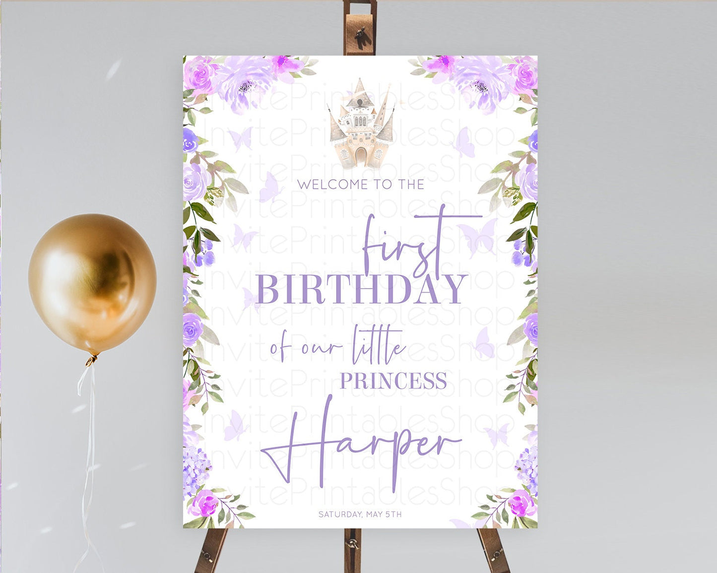 Editable Princess Birthday Welcome Sign Castle Welcome Board Secret Garden E