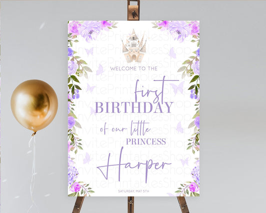 Editable Princess Birthday Welcome Sign Castle Welcome Board Secret Garden E
