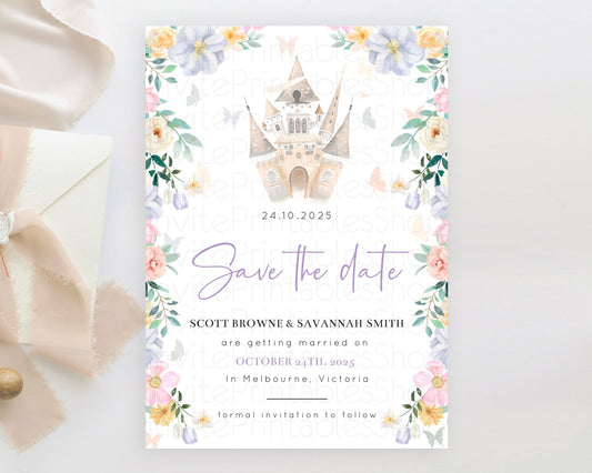Editable Princess Save The Date Template Secret Garden Enchanted Castle Past