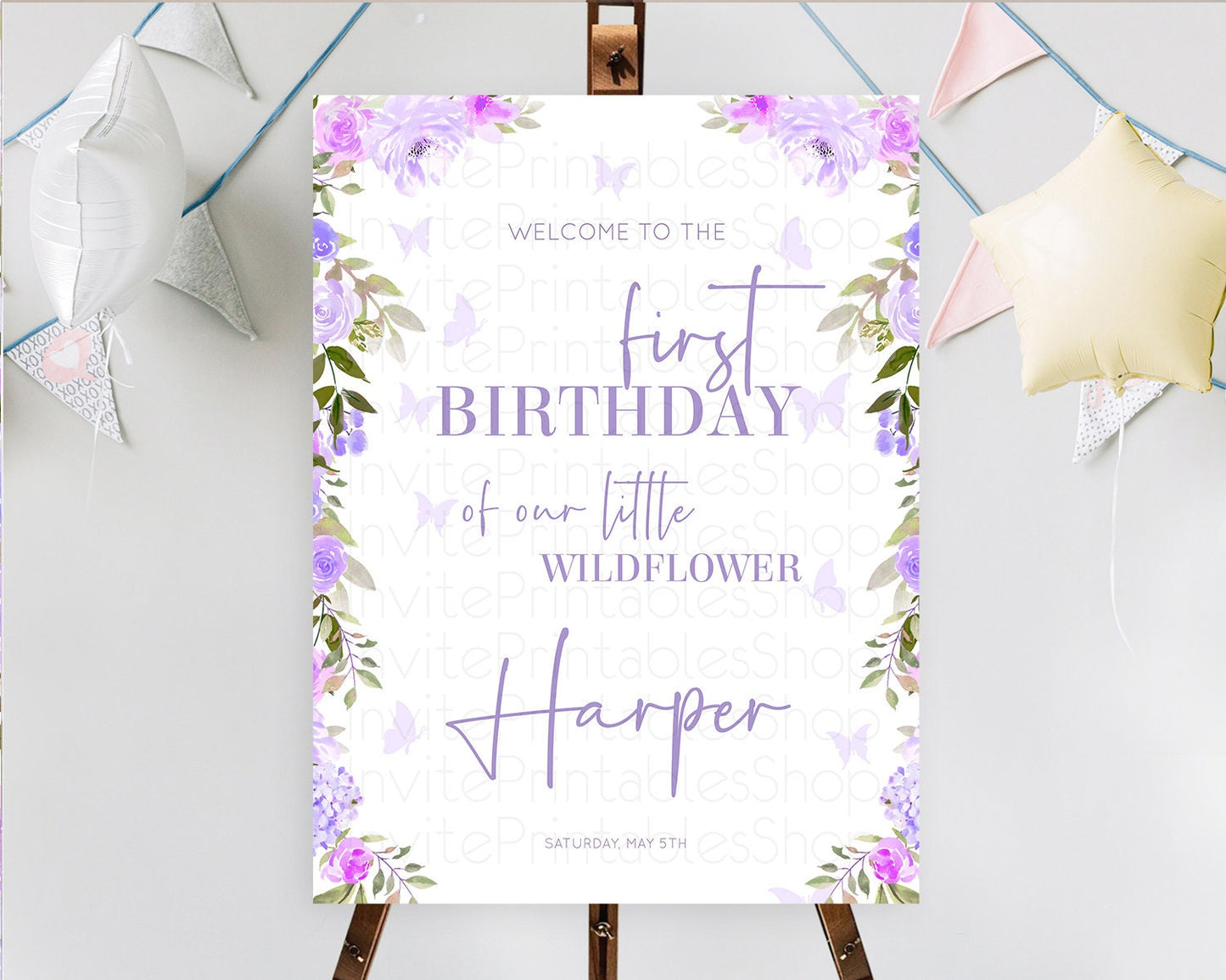 Secret Garden Welcome Sign Wildflower Welcome Board Pastel Flower Garden Welcome Poster Boho Wildflower First Birthday Welcome Sign D10719