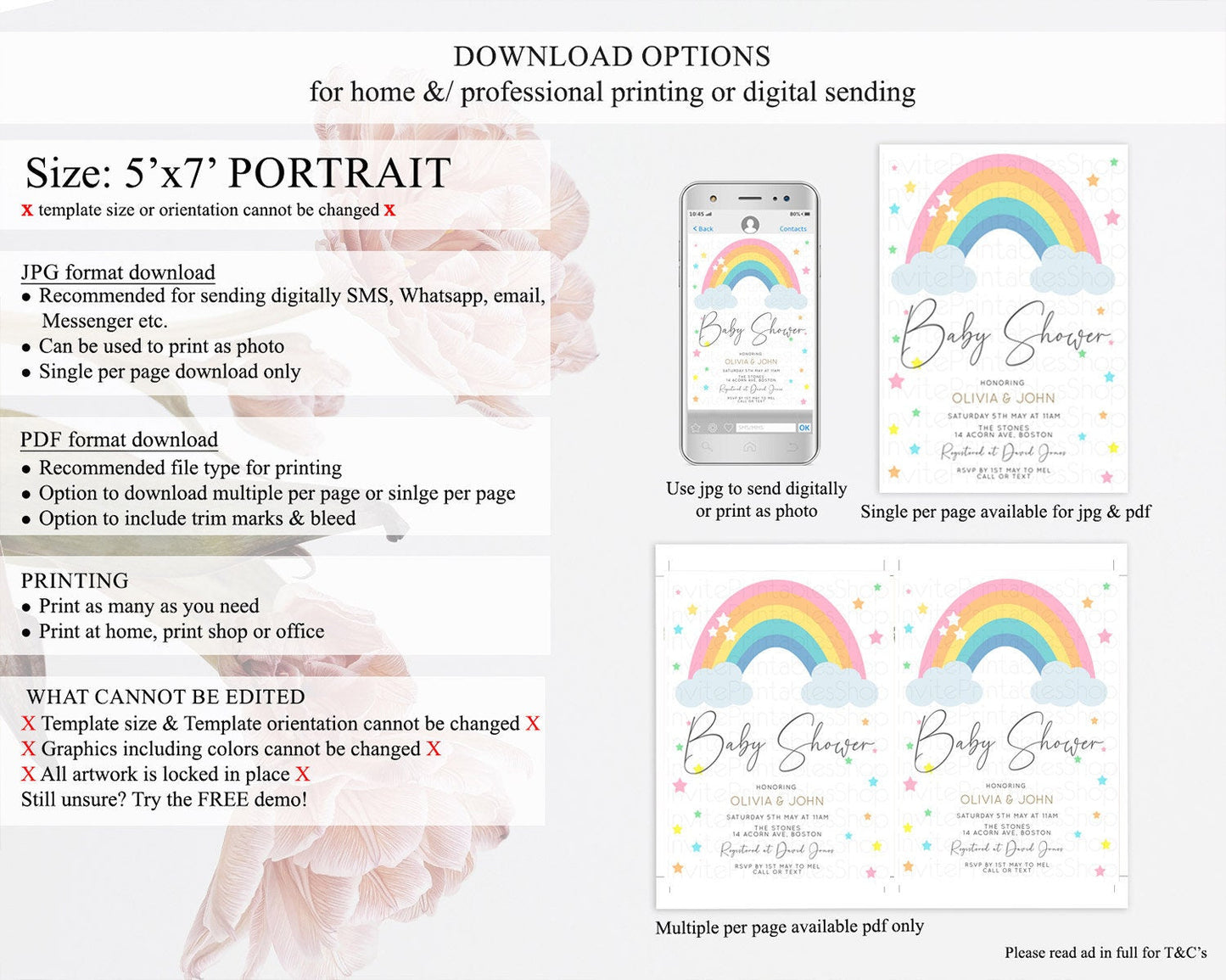 Pastel Rainbow Baby Shower Invitation Pastel Rainbow Invitation Rainbow Baby Invitation Pastel Invitation Boho Rainbow Invitation D11023
